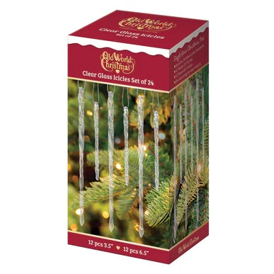 Clear Glass Icicles set of 24