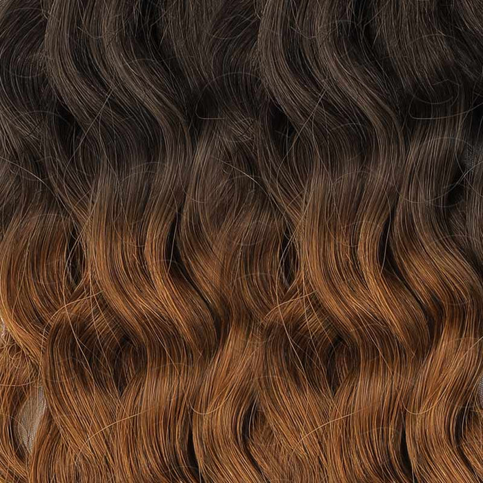 QVR #T2/30 Water Wave Crochet Human Hair Extension in natural brown ombre, machine-made for stylish waves and long-lasting wear.