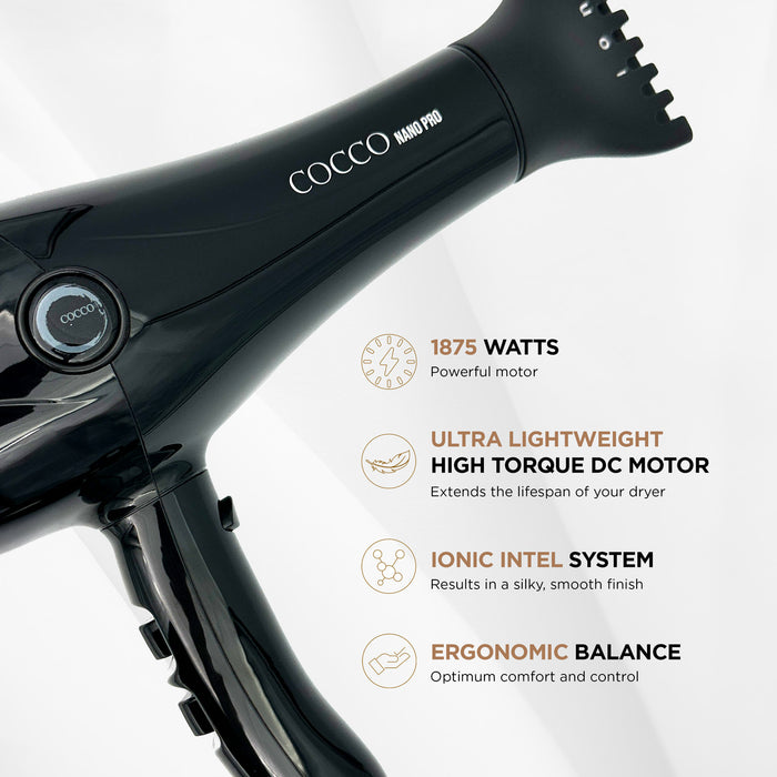 COCCO Nano Pro Dryer Black # NANOPROV2 - Palms Fashion Inc.