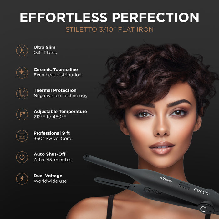 COCCO Stiletto 3/10" Flat Iron # COCCO310F - Palms Fashion Inc.