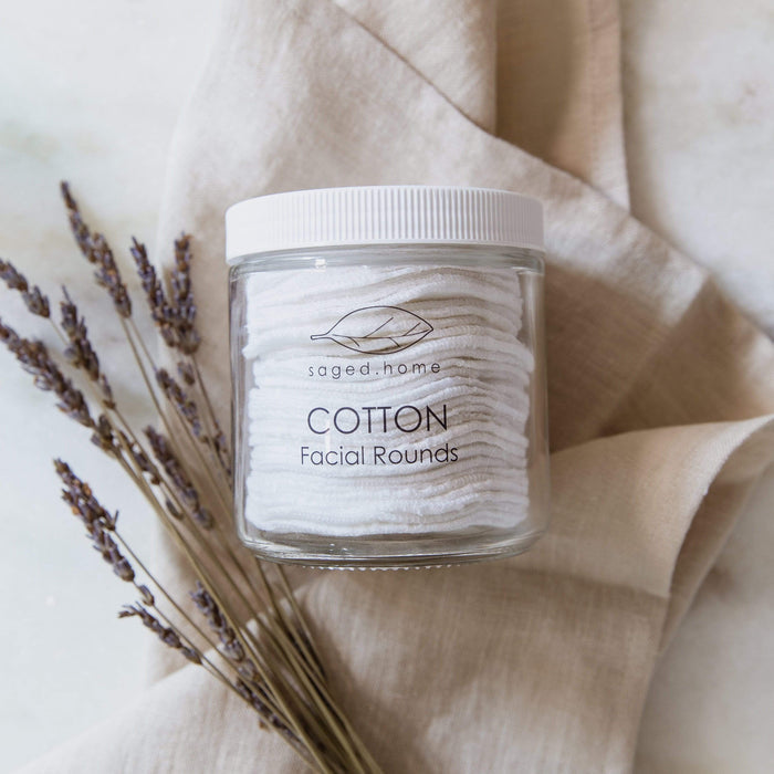 Cotton Facial Rounds in Jar- Reusable Facial Rounds, Washable & Reusable, 100% Organic Cotton Flannel, 30 Pack, In Jar