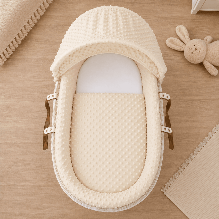Cream Dimple Moses Basket Bedding Set (Basket Not Included!)