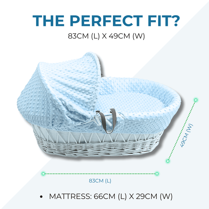 Cream Waffle White Wicker Baby Moses Basket With Stand