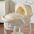 Cream Waffle White Wicker Baby Moses