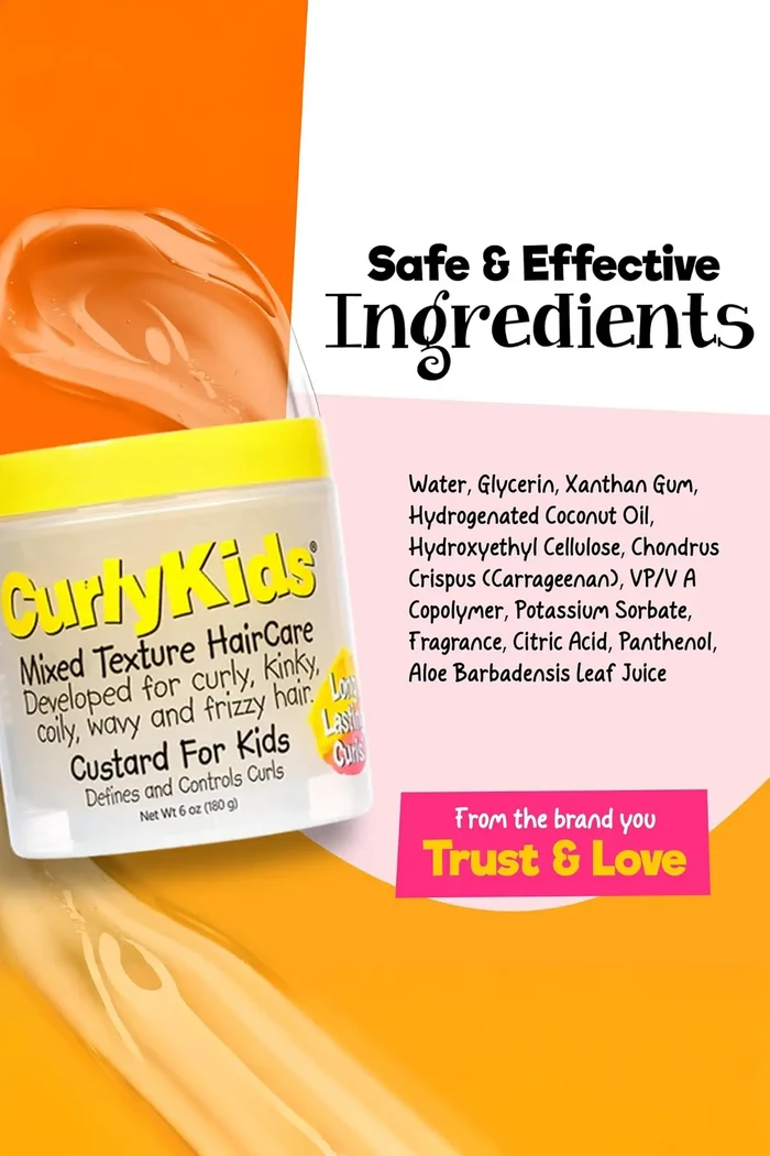 CURLY KIDS CUSTARD FOR KIDS DEFINES AND CONTROLS CURLS 6oz CURLY KIDS