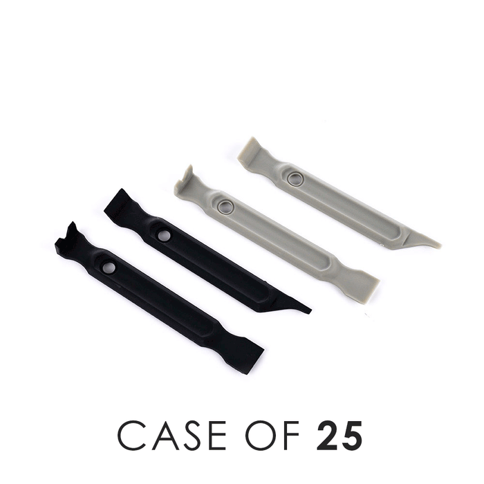 Four Detail Factory detailing picks on a white background in parallel with the text 'Case of 25'.