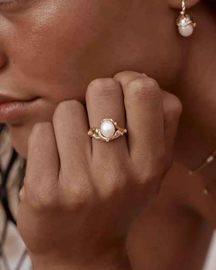 DIVE INTO SERENITY PEARL RING in 18K Gold Vermeil from By Charlotte