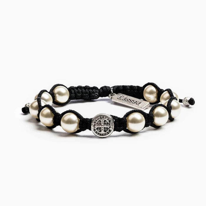 Divine Blessings Crystal Pearl Bracelet- Silver