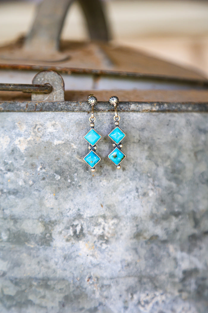 Double Diamond Stud Dangle