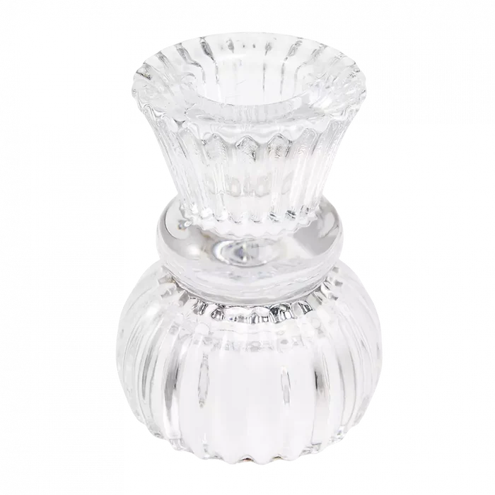Double Ended Glass Candle Holder Clear