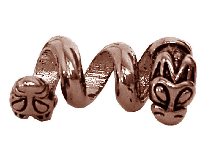Double headed dragon hair bead with spiral body in copper finish