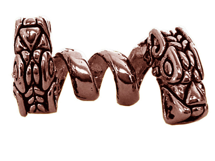 Double headed dragon hair bead in oxidized copper finish