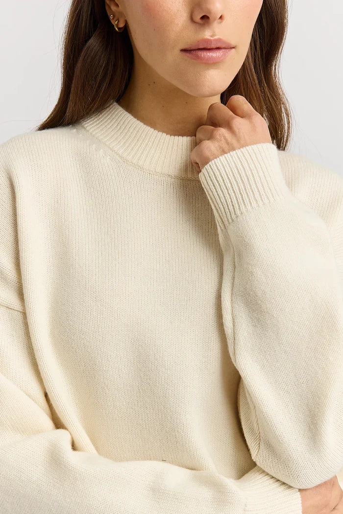 DROP SHOULDER CREW | Ivory - Darling & Domain