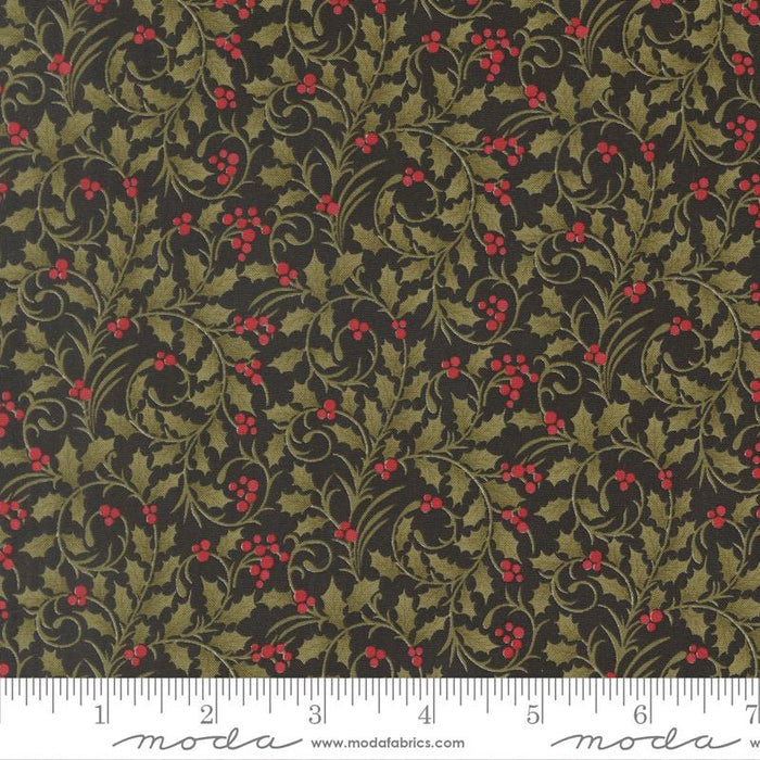 Ebony- Berry Vine Scroll- Candlelight Christmas- Fat Quarter