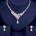Pearl Wedding Jewelry - Freshwater Pearl and Cubic Zirconia Bridal Jewelry Set - Silver & Rose Gold