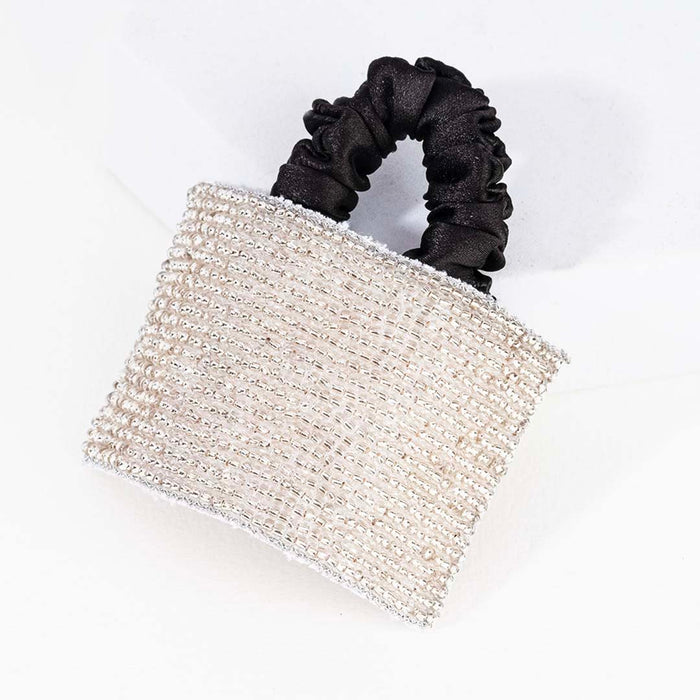 Embellished Beads Ponytail Holder - Silver