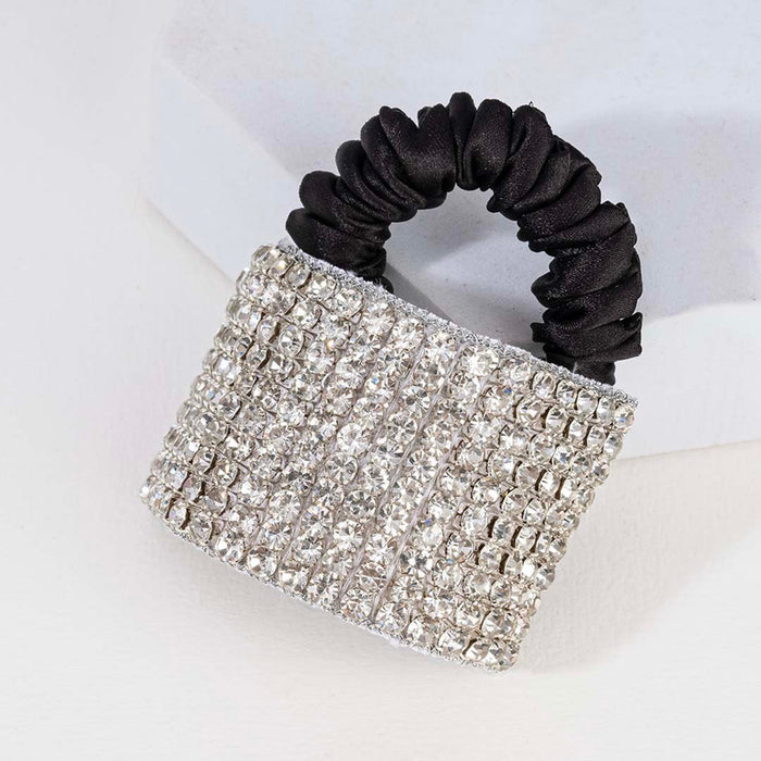 Embellished Crystal Ponytail Holder - Silver