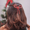 Embellished Pearl & Crystal Beads Hair Bow Alligator Clip - Red