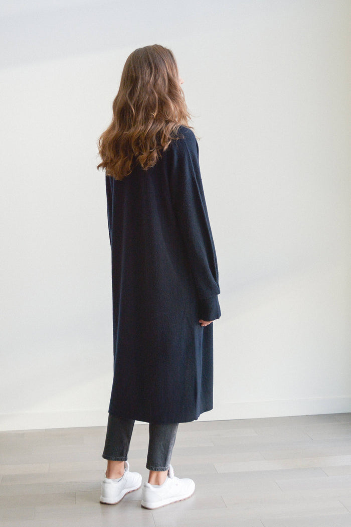 Essential Long Cardigan in Navy