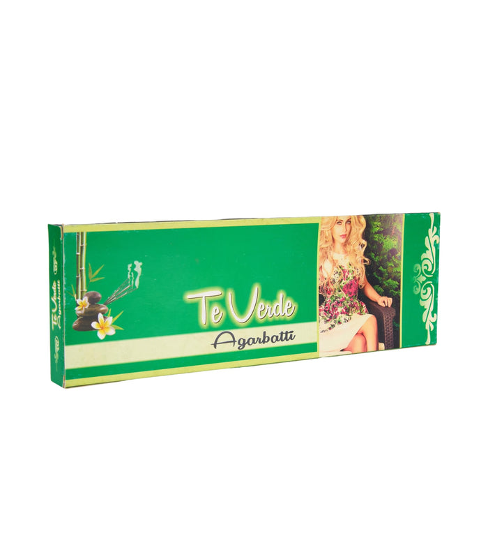 Te Verde agarbatti incense sticks box, green with label panel