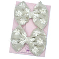 Fabric piggytail bows - grey