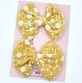 Fabric piggytail bows - mustard
