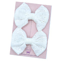 Fabric piggytail bows - white