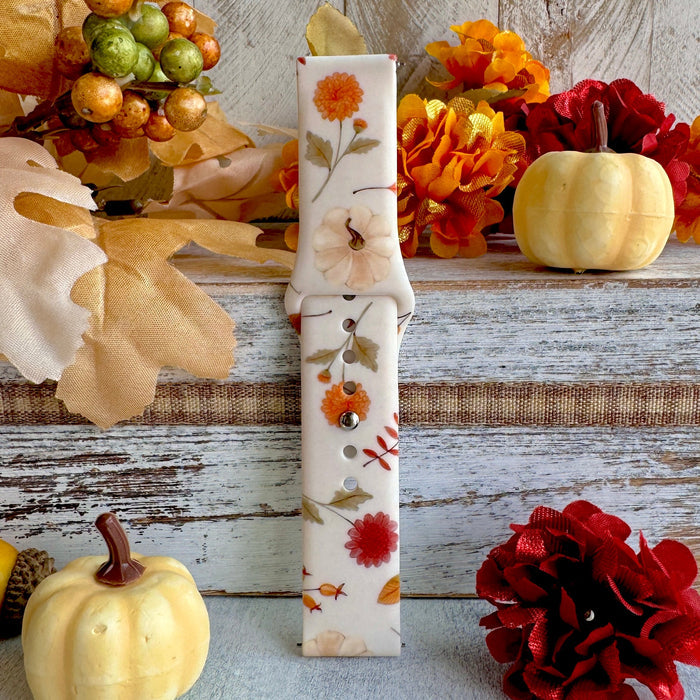 Fall Floral Bliss Print Silicone Band For Fitbit Versa 1/2