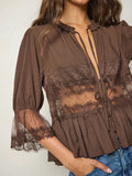Faye Lace Top - Brown-view 1