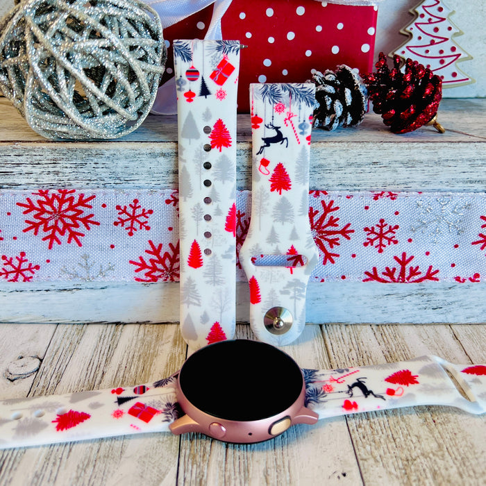 Festive Fancy Holiday Print Silicone Band For Samsung Watch