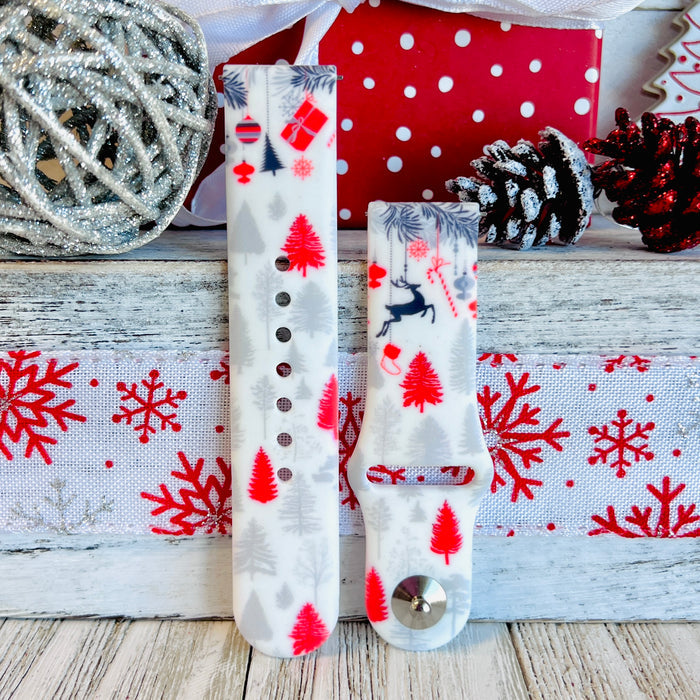 Festive Fancy Holiday Print Silicone Band For Samsung Watch