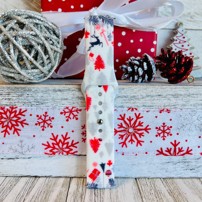Festive Fancy Holiday Print Silicone Band For Samsung Watch