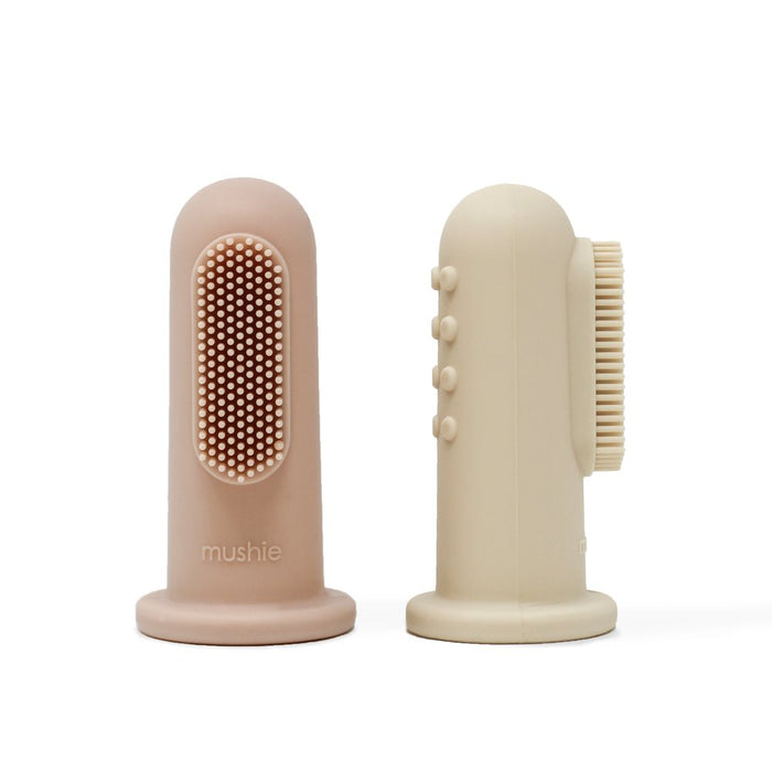 Mushie - Finger Toothbrush - Blush/Shifting Sand