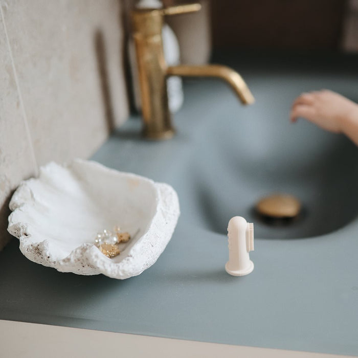 Mushie - Finger Toothbrush - Blush/Shifting Sand - Lifestyle Cut 2