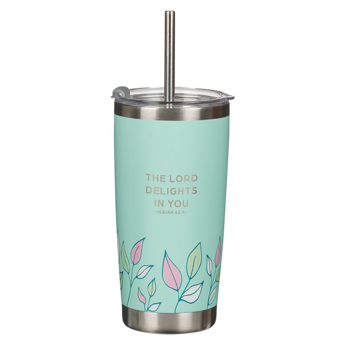 First my Mom Forever My Friend Green Stainless Steel Tumbler with Straw - Isaiah 62:4