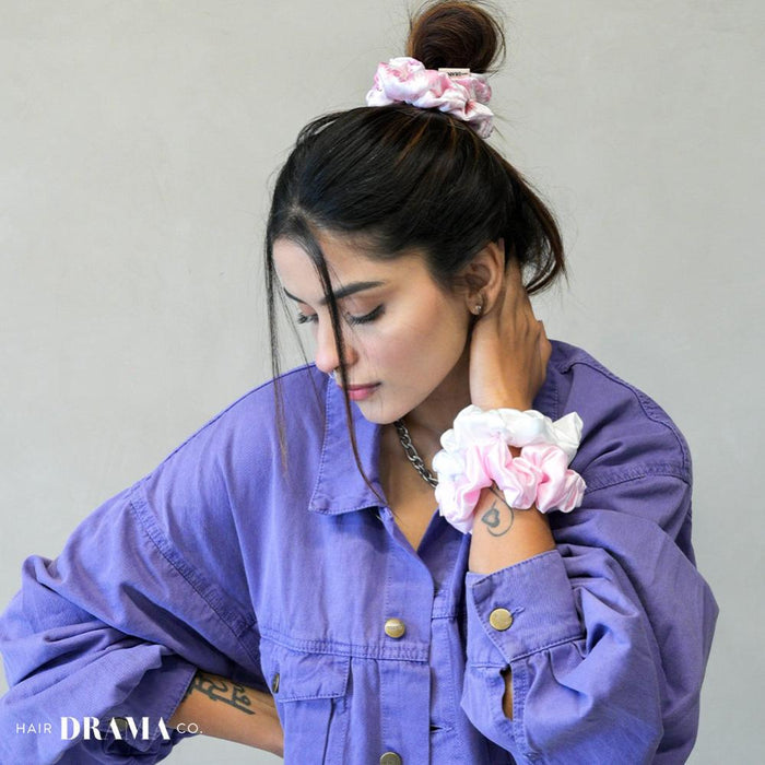 Flamingo Satin Scrunchies - Set of 3