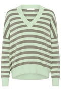 FOSTERIW V NECK KNIT | Spray + Mulled Basil Stripe