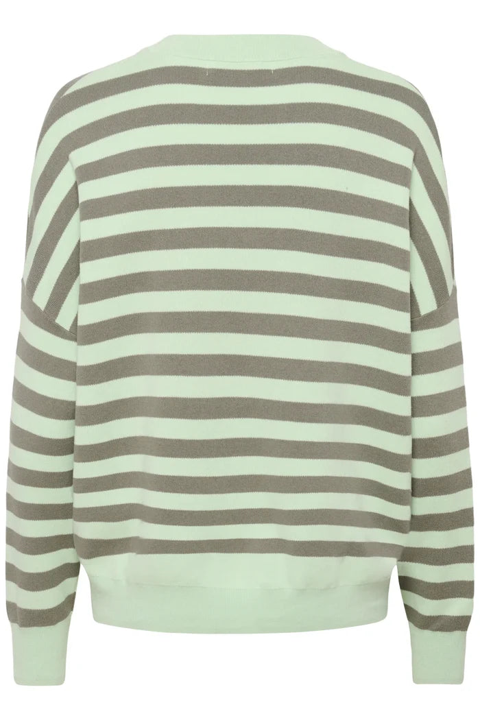 FOSTERIW V NECK KNIT | Spray + Mulled Basil Stripe