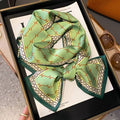 Green & Ivory H-Pattern Satin Feel Neck Scarf