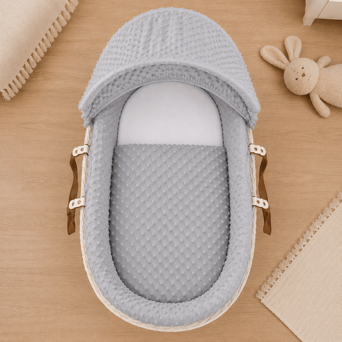 Grey Dimple Moses Basket Bedding Set (Basket Not Included!)