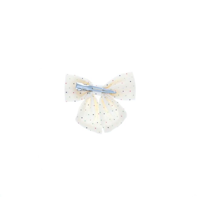 Le Petit Souk - Hair Clips - Cream W/Polka Dot Bow - Back