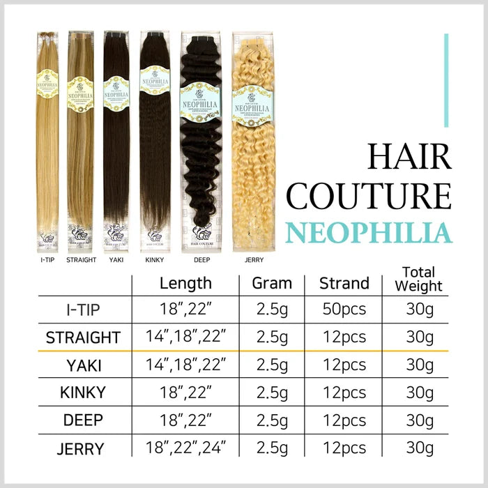 Hair Couture Neophilia Yaki Textured Tape Hair Extension  22" Kinky