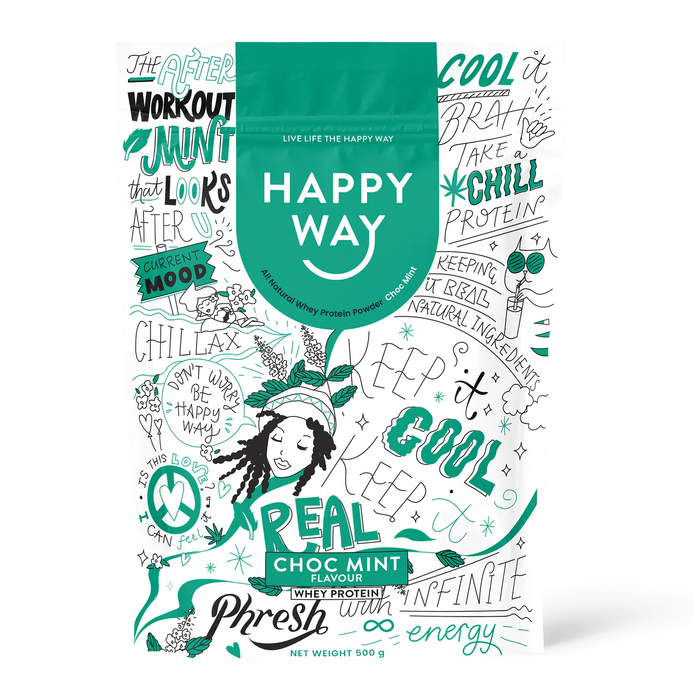 Happy Way Whey Protein Happy Way Choc Mint Whey Protein Powder 500g