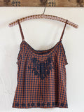 Harley Embroidered Cotton Top - Rust Gingham-view 1
