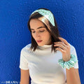 Houndstooth Headband & Scrunchie Set - Green