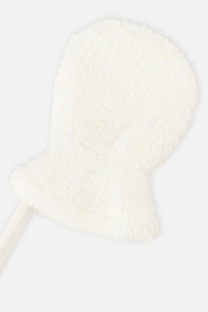 Infant Sherpa Mittens With String Off-White-2