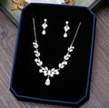Wedding Jewelry - Silver Cubic Zirconia and Pearl Bridal Jewelry Set