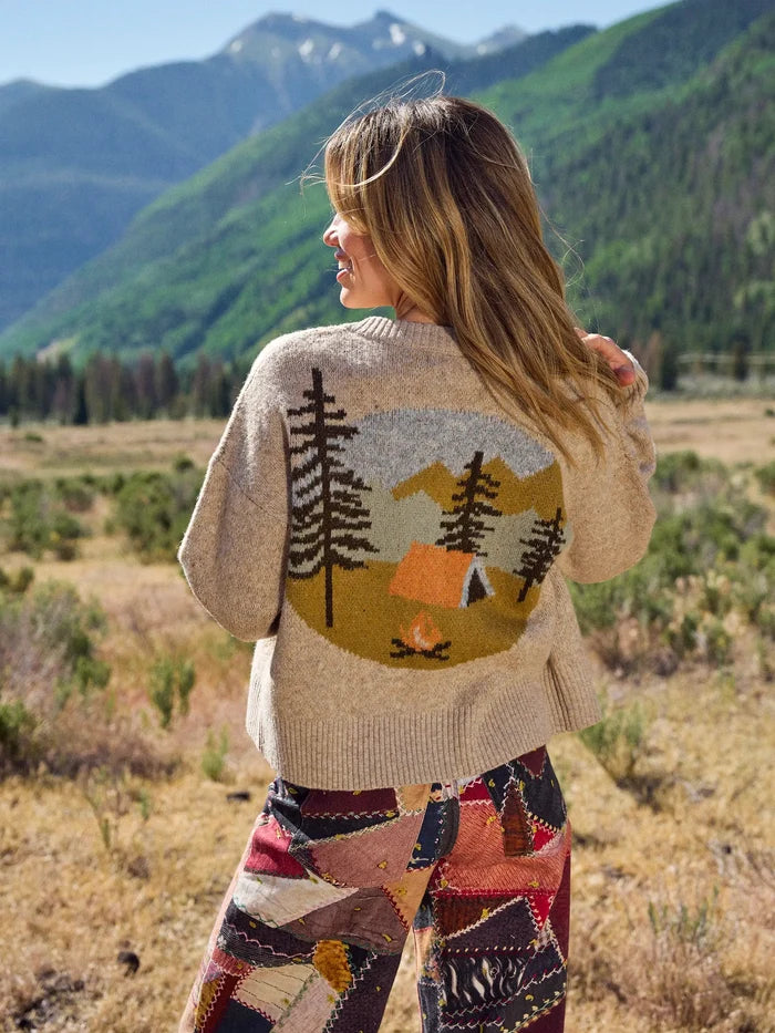 Jacquard Button Front Cardigan Sweater - Beige Camp-view 1