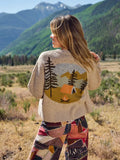 Jacquard Button Front Cardigan Sweater - Beige Camp-view 1