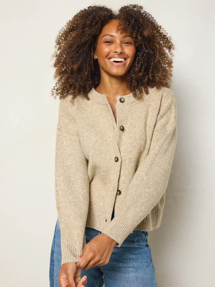 Jacquard Button Front Cardigan Sweater - Beige Camp-view 4